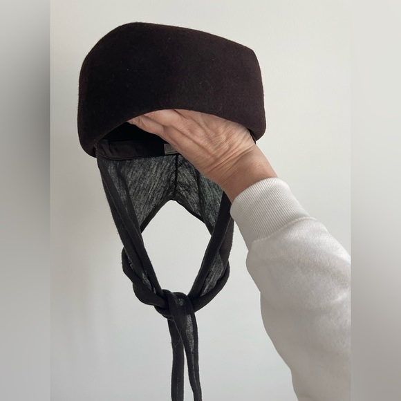 Vintage Glamour Felts 1940s/50s Union Made Brown Jaunty Hat with Attached Scarf - Picture 3 of 5